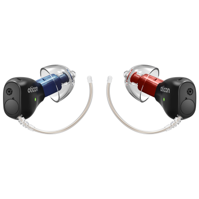 Oticon_Zeal_nxtCIC_H2-2025_Binaural_C117MatteBlack_Speaker75_BassDomeDV_Angled_1200x1200px_Original-file